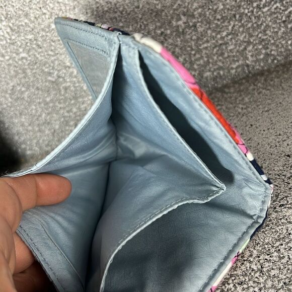 Vera Bradley RFID Mini Tri-Fold Wallet Mod Paisley Blue Floral - Picture 8 of 8